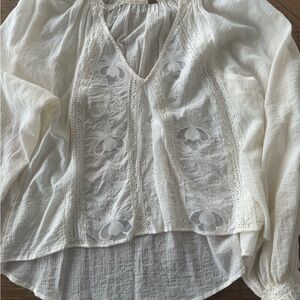 Free People Ivory Floral Lace Blouse